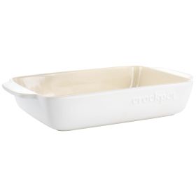Crockpot Artisan 4 Quart Rectangular Stoneware Bake Pan in Cream