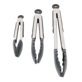 Oster Baldwyn 3 Piece Stainless Steel Kitchen Tongs Set in Black