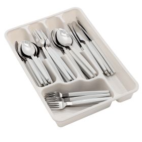 Gibson Home Edzelle 48 Piece Stainless Steel Flatware Set in Gray with Plastic Tray
