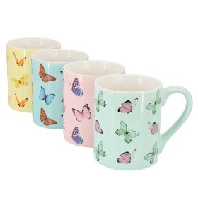 Gibson Home Butterfly Pop 4 Piece 18 Ounce Stoneware Mug Set in Assorted Colors