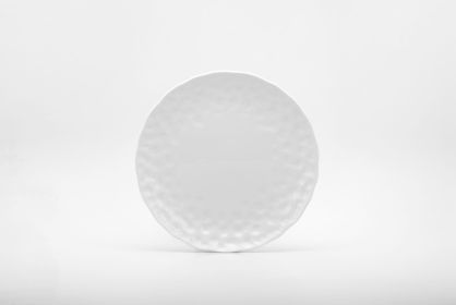 White Six Piece Round Pebbled Porcelain Service For Six Salad Plate Set
