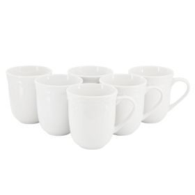 Elama Henryi 6 Piece 12 Ounce Porcelain Mug Set in White