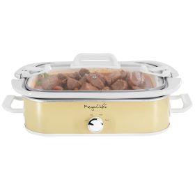 MegaChef 3.5 Quart Casserole Slow Cooker with 3 Temperature Settings in Cream