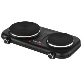 Brentwood 1100w Double Cast Iron Burner Electric Hot Plates in Black