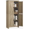 72" Freestanding Kitchen Pantry Cabinet, Farmhouse Tall Storage Cabinet with 4 Door Cabinets and Adjustable Shelves for Dining Room, Natural