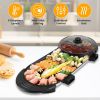 2 in 1 Electric Hot Pot with BBQ Grill Cooker 2200W Smokeless Non-Stick Korean BBQ Grill Shabu Hot Pot with Independent Temperature Control 5 Gears Fi