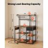 Kitchen Bakers Rack, 4.6ft Power Cable Bakers Rack with Power Outlet, Kitchen Stand with X-Shaped Support Bar, 8 S-Shaped Hooks