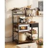 Kitchen Bakers Rack, 4.6ft Power Cable Bakers Rack with Power Outlet, Kitchen Stand with X-Shaped Support Bar, 8 S-Shaped Hooks