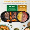 2 in 1 Electric Hot Pot with BBQ Grill Cooker 2200W Smokeless Non-Stick Korean BBQ Grill Shabu Hot Pot with Independent Temperature Control 5 Gears Fi